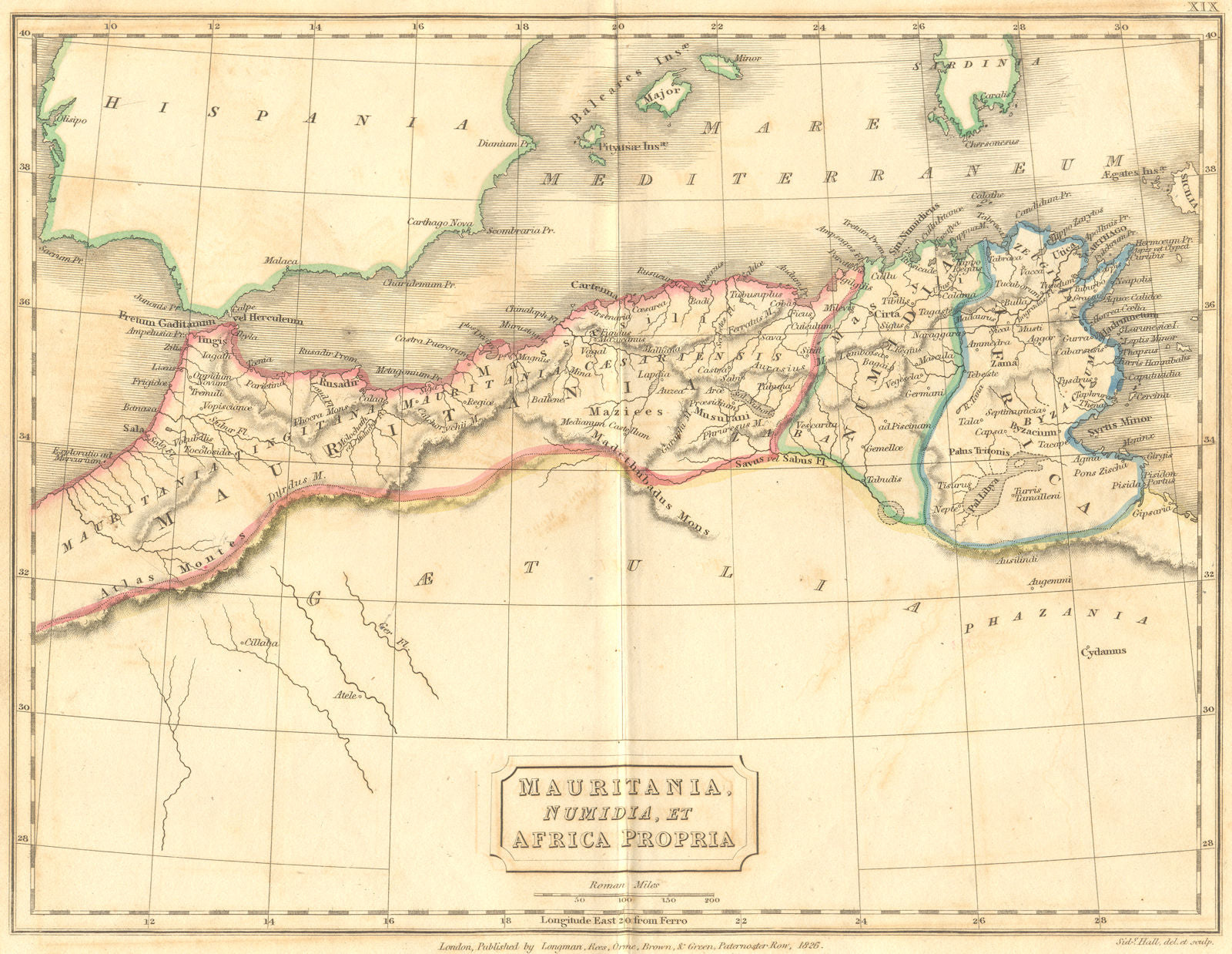 AFRICA. Mauritania Numidia, Propria. Classical 1826 old antique map plan chart